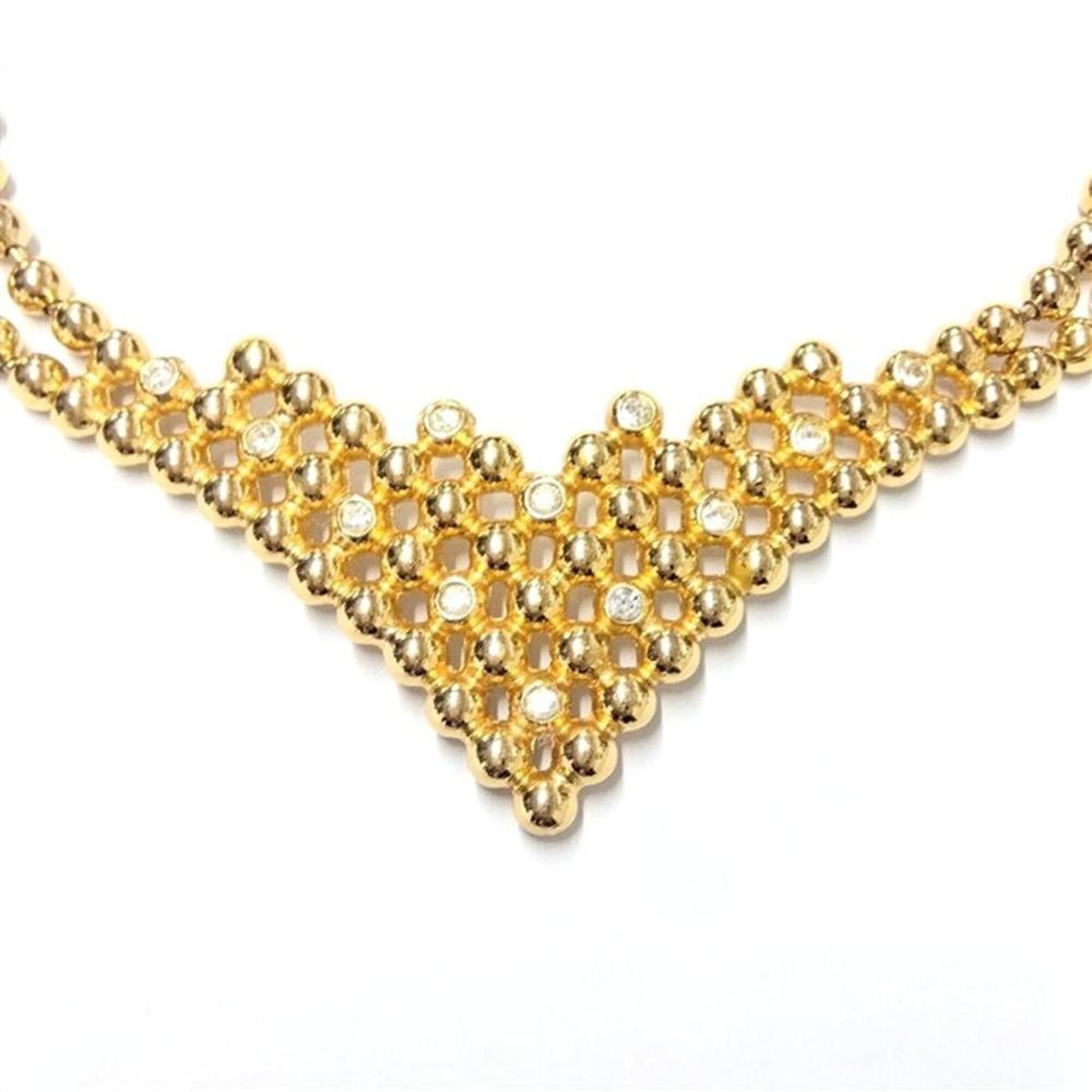 Christian Dior Bib Design Choker With Rhinestones, Gpg Gold.